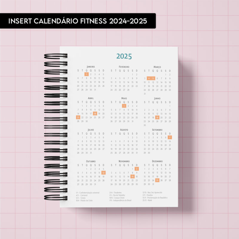 Miolo digital Insert Calendário Fitness 20242025